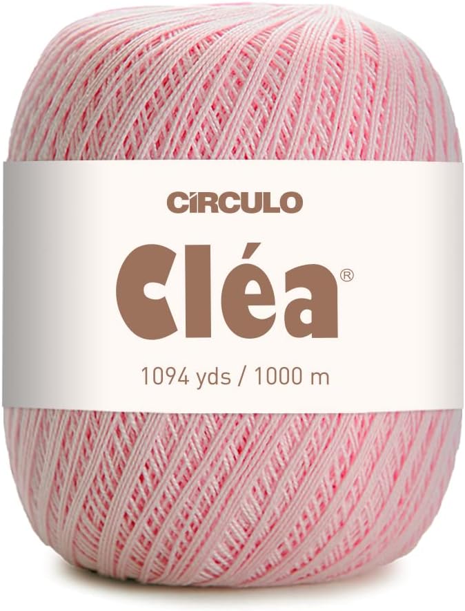 CRCULO Circulo Clea Yarn – Crochet Thread Fine Size 10-8/2 Perfect for Weaving - 100% Mercerized Brazilian Cotton (Pack of 1 Ball) – 5.3 oz, 1094 yds - Color: 3227 - Antique Pink - Image 1